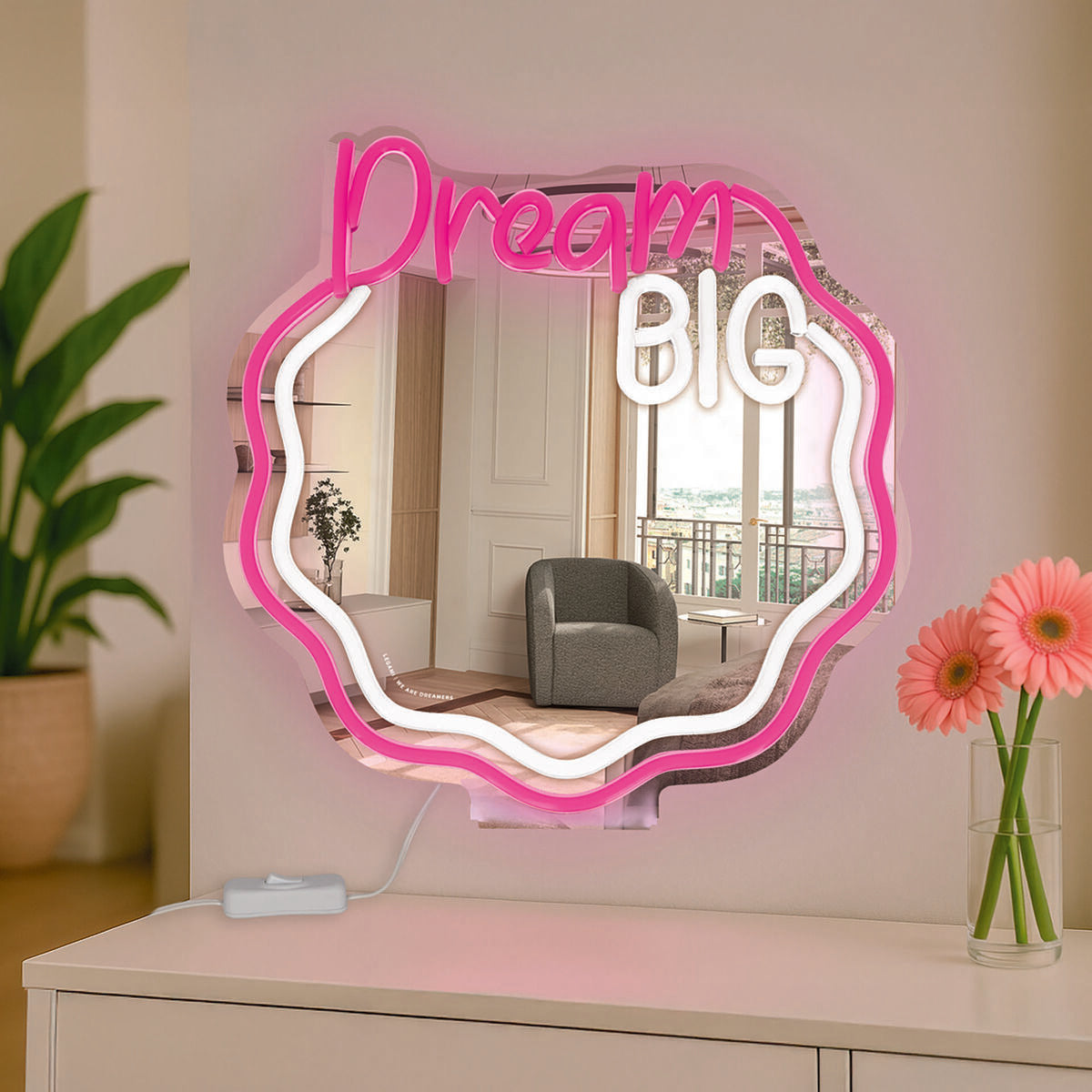 Miroir avec Lampe LED Effet Néon - It's a Sign