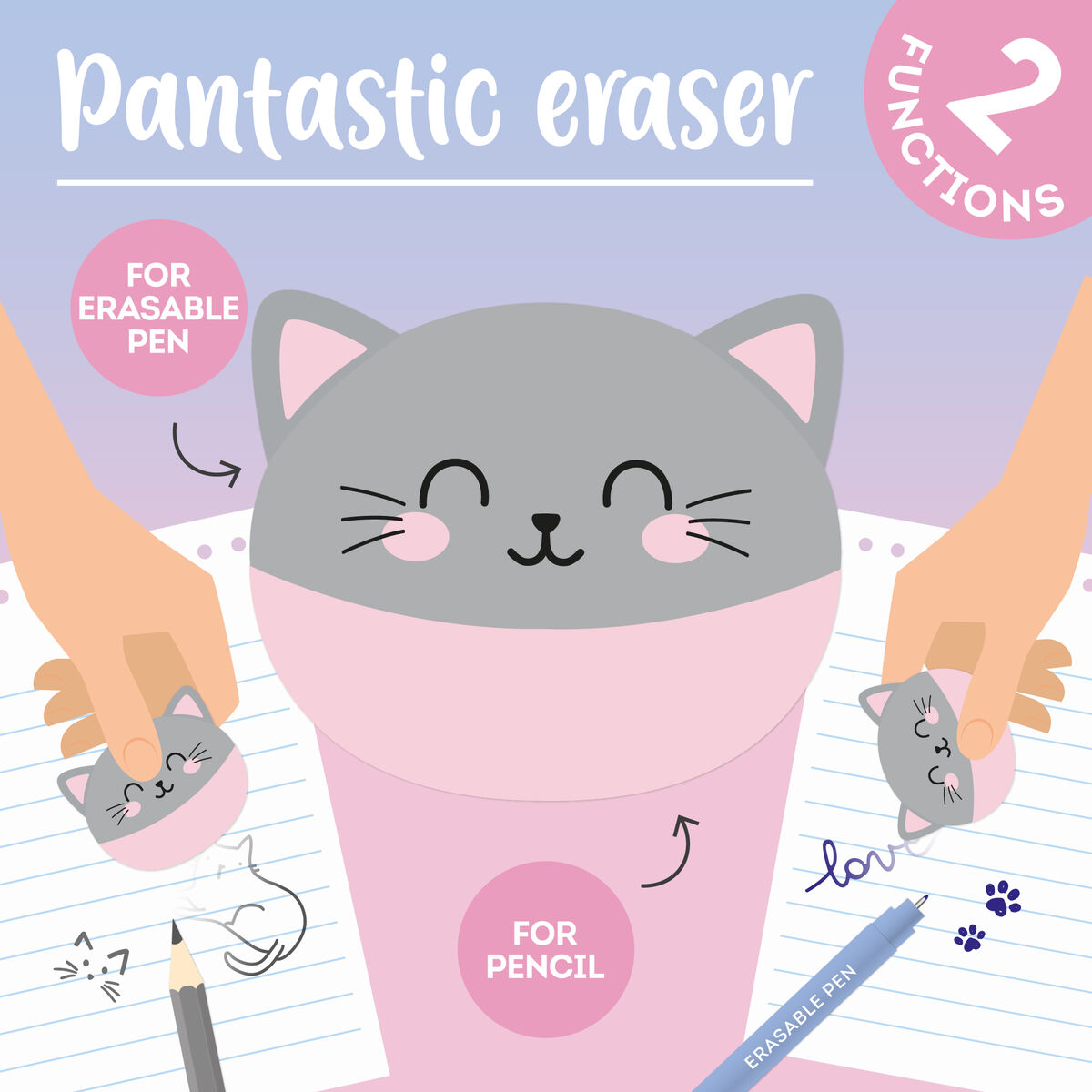Gomme 2-en-1 - Meow - Kitty