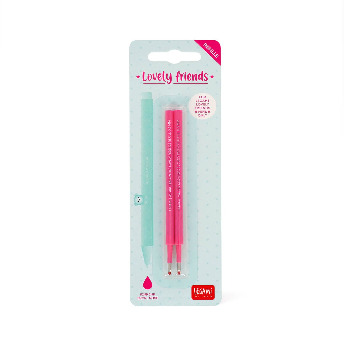Set de 2 Recharges pour Stylo à Encre Gel Lovely Friends - Encre rose