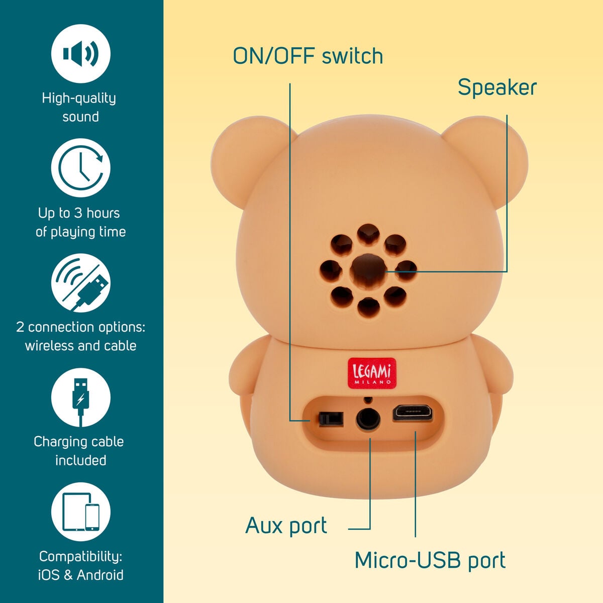 Enceinte Sans Fil avec Support Smartphone Teddy Bear - The Sound of Cuteness
