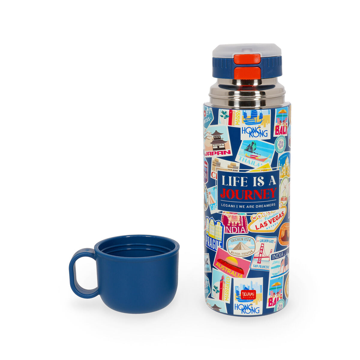 Gourde Thermique avec Tasse - Hot & Cold - Travel Stickers