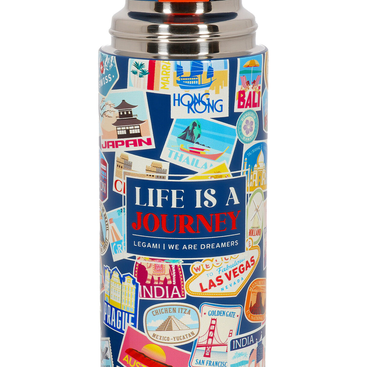 Gourde Thermique avec Tasse - Hot & Cold - Travel Stickers