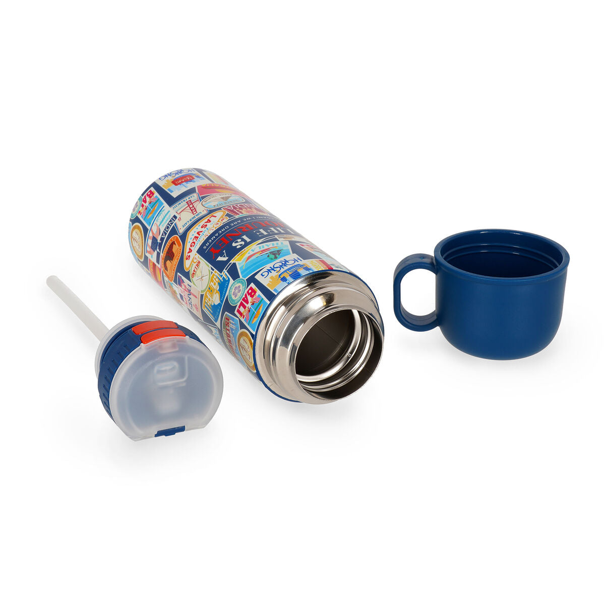 Gourde Thermique avec Tasse - Hot & Cold - Travel Stickers