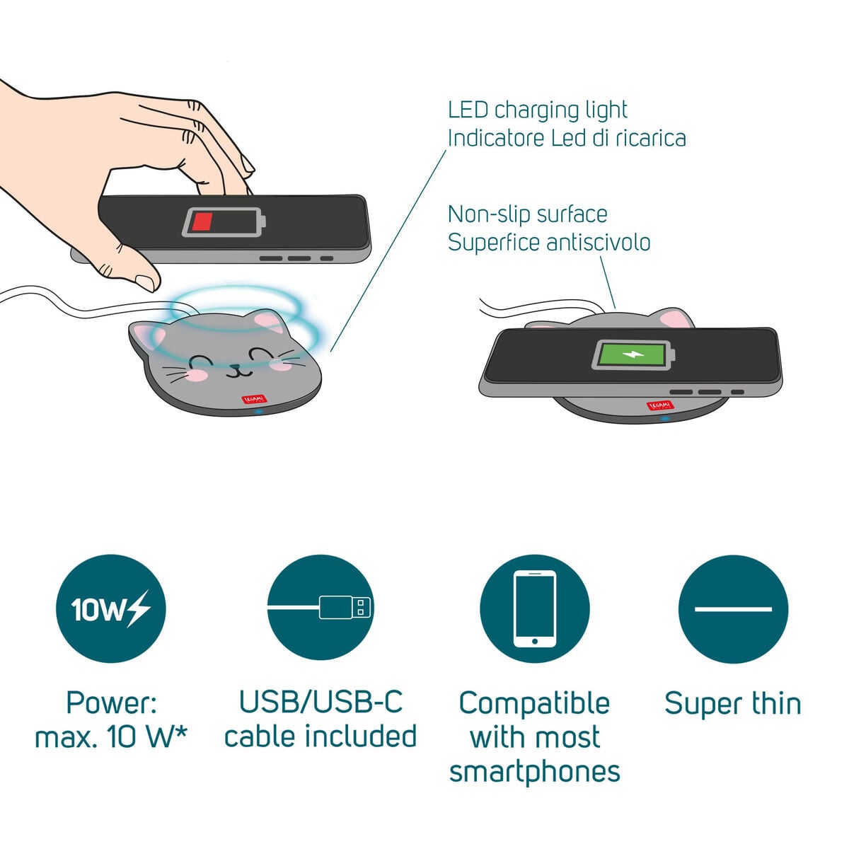 Chargeur Sans Fil Pour Smartphone Kitty - Super Fast